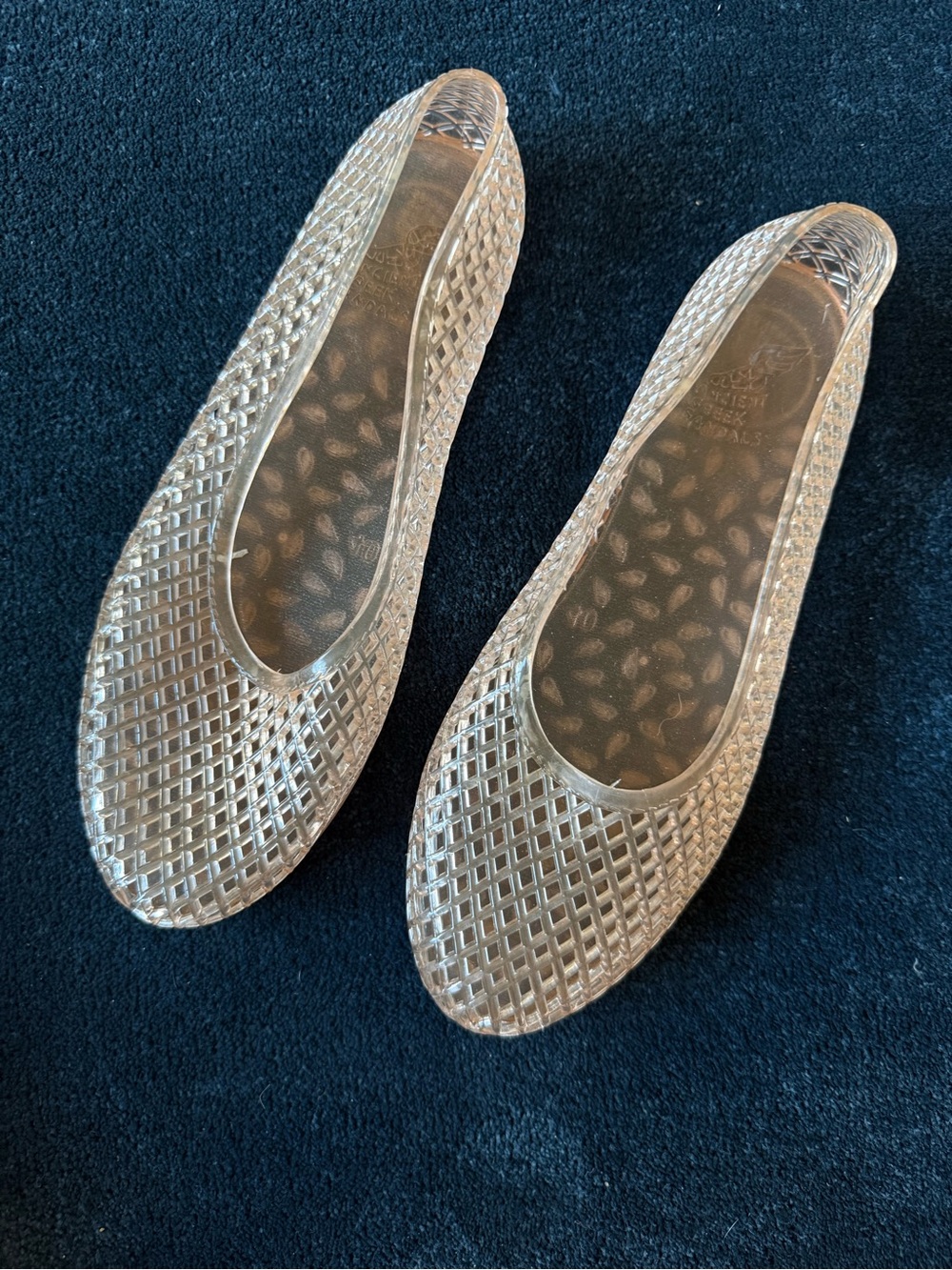 Ancient Greek Sandals Clear Woven Jelly Flats